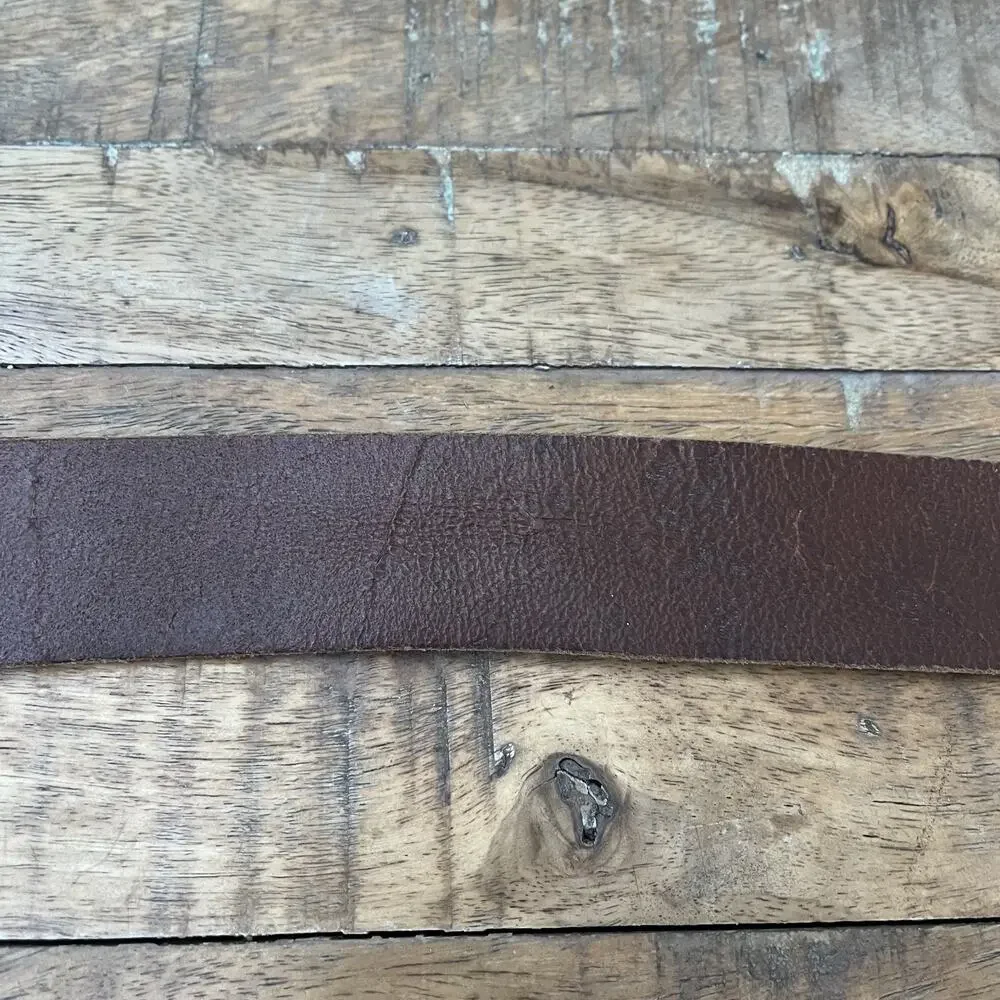 Will Belt Men's 34 Hand Crafted Genuine Leather Belt Brown Silver Buckle Mexico